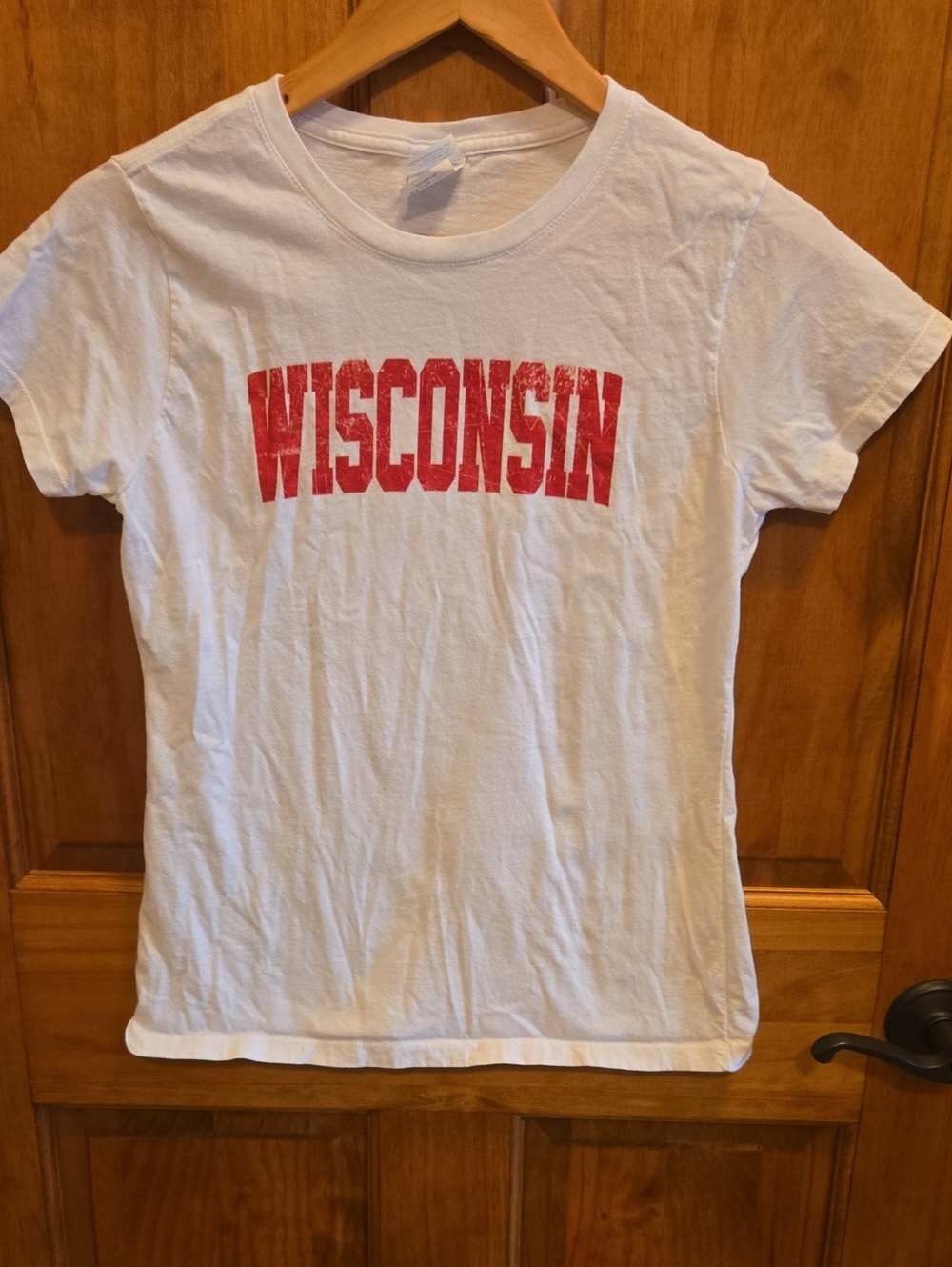 Womens White Wisconsin Graphic Tee